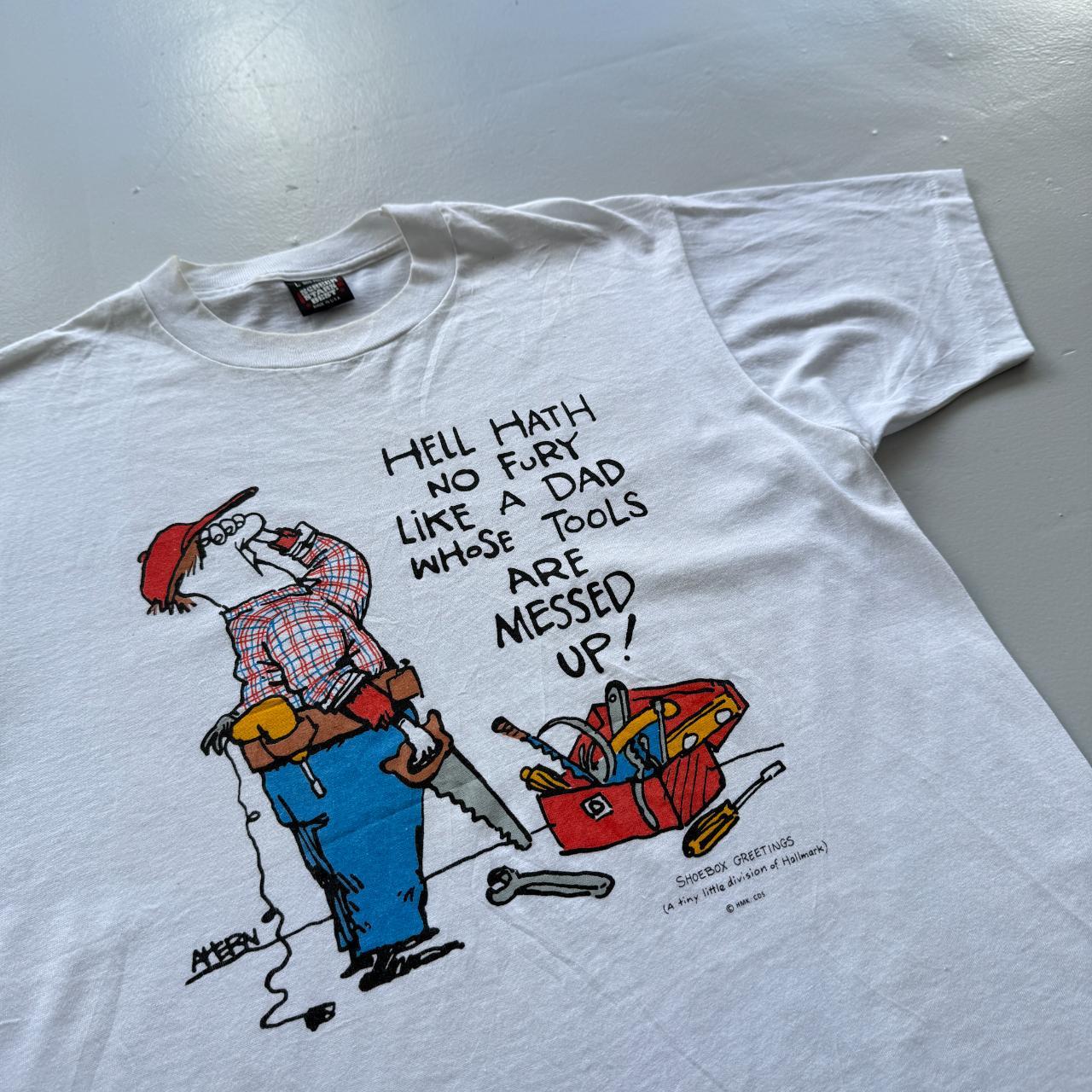 White Novelty Cartoon Dad Slogan Vintage 90s Tour T-shirt - Medium