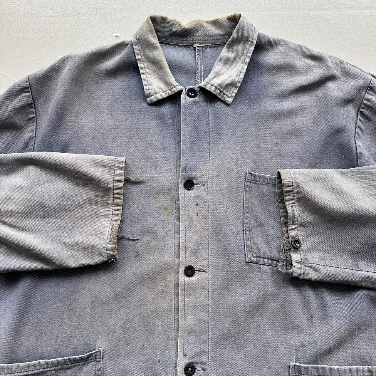 Faded Blue French Workwear 80’s Vintage Chore Jacket CH006 - Large