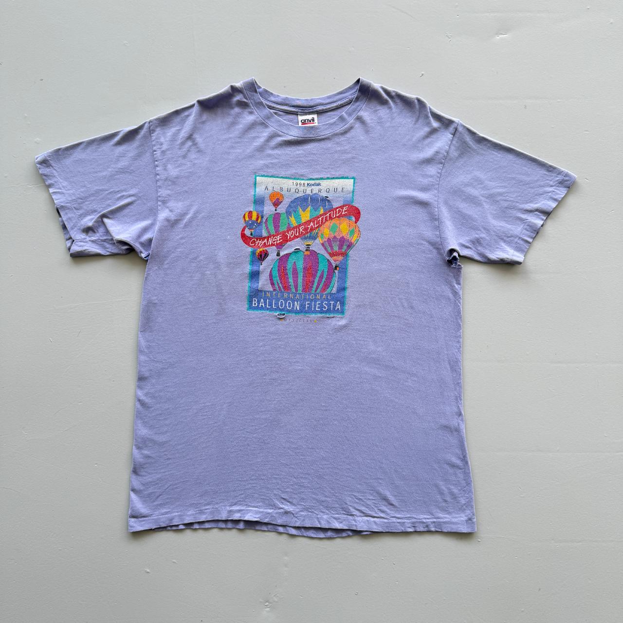 Lilac / Purple Thrashed Balloon Festival Vintage 90s T-shirt - XL