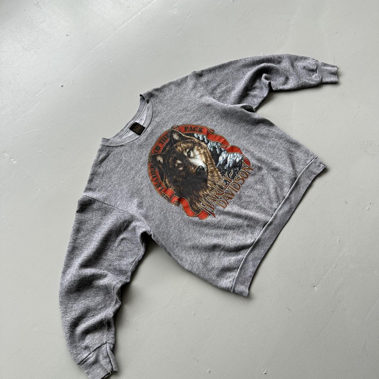 Grey Harley Davidson 3D Emblem Rare 90’s Vintage Sweatshirt - Large