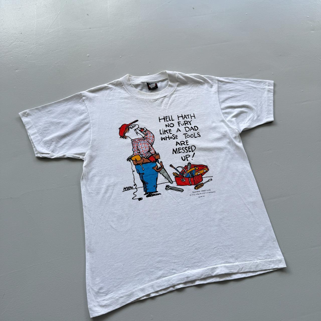 White Novelty Cartoon Dad Slogan Vintage 90s Tour T-shirt - Medium