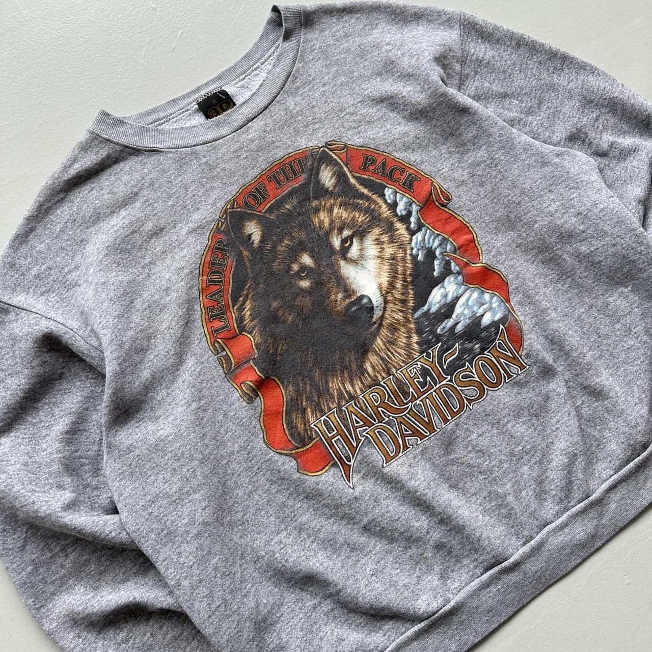 Grey Harley Davidson 3D Emblem Rare 90’s Vintage Sweatshirt - Large