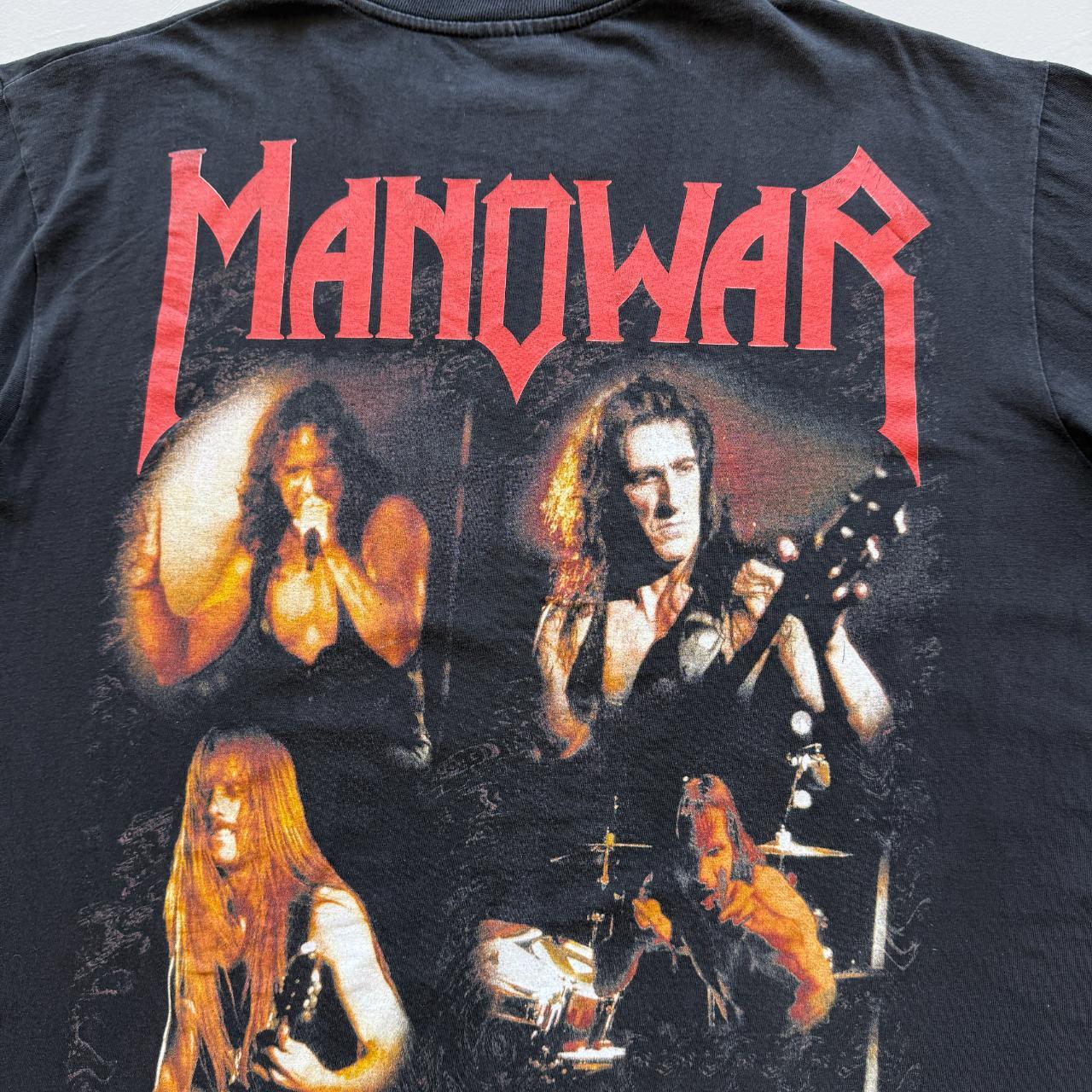 Black Manowar Metal Band Euro Vintage 90s T-shirt - XL