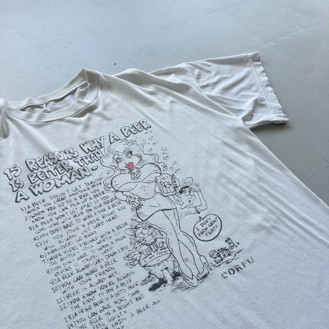 White Novelty Beer Vintage 90's T-shirt - Boxy XL