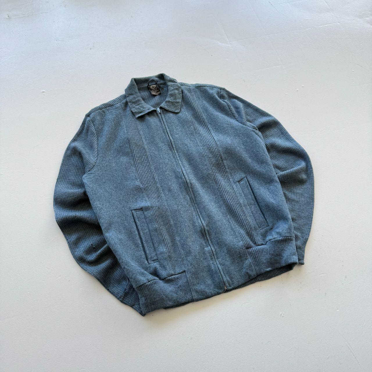 Blue C&A Full Zip Knitted Jacket 80s Knit - Large