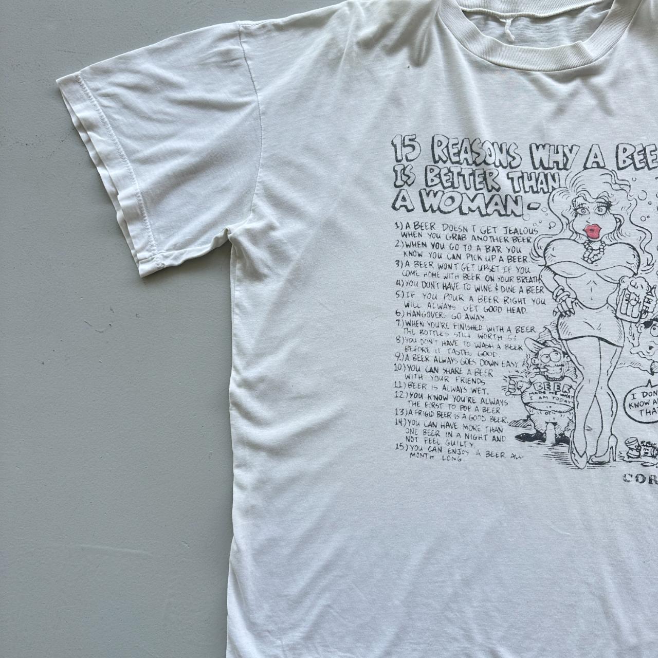 White Novelty Beer Vintage 90's T-shirt - Boxy XL