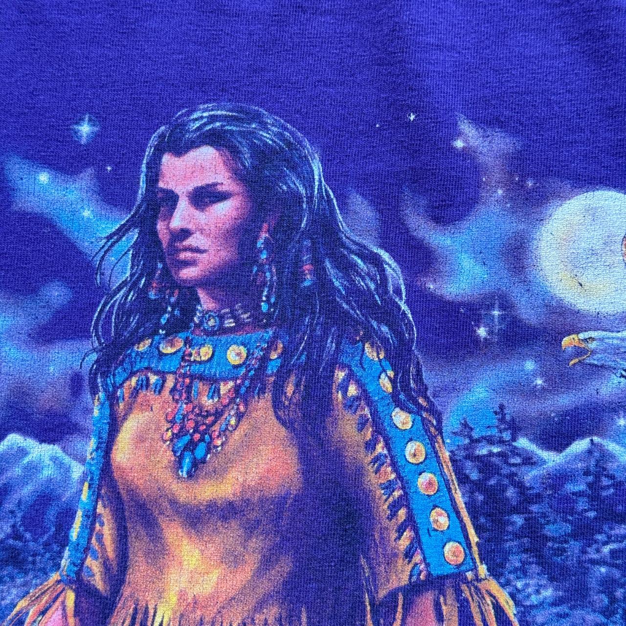 Purple Bohemian Wolf Native Vintage 00s T-shirt - Medium