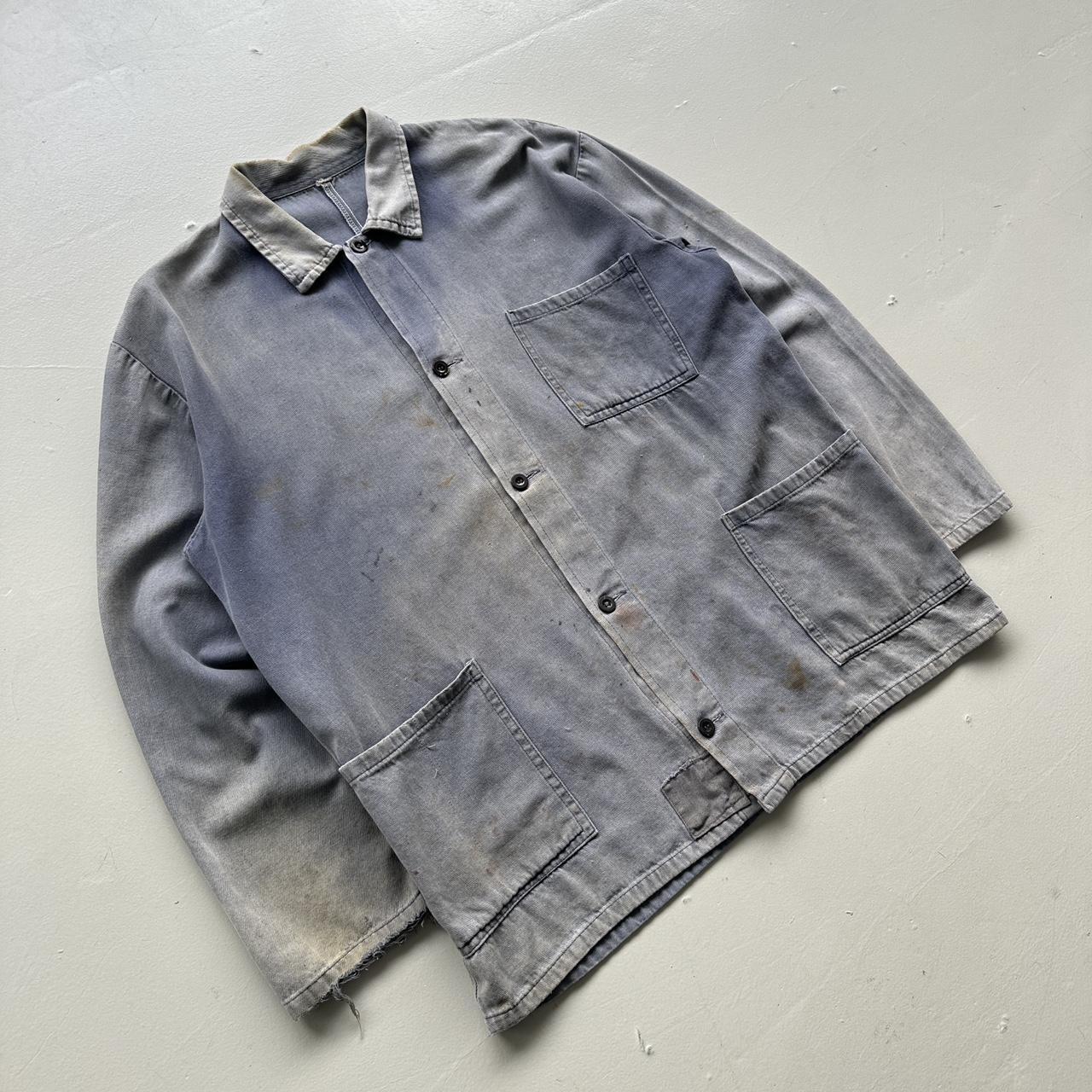 Faded Blue French Workwear 80’s Vintage Chore Jacket CH006 - Large