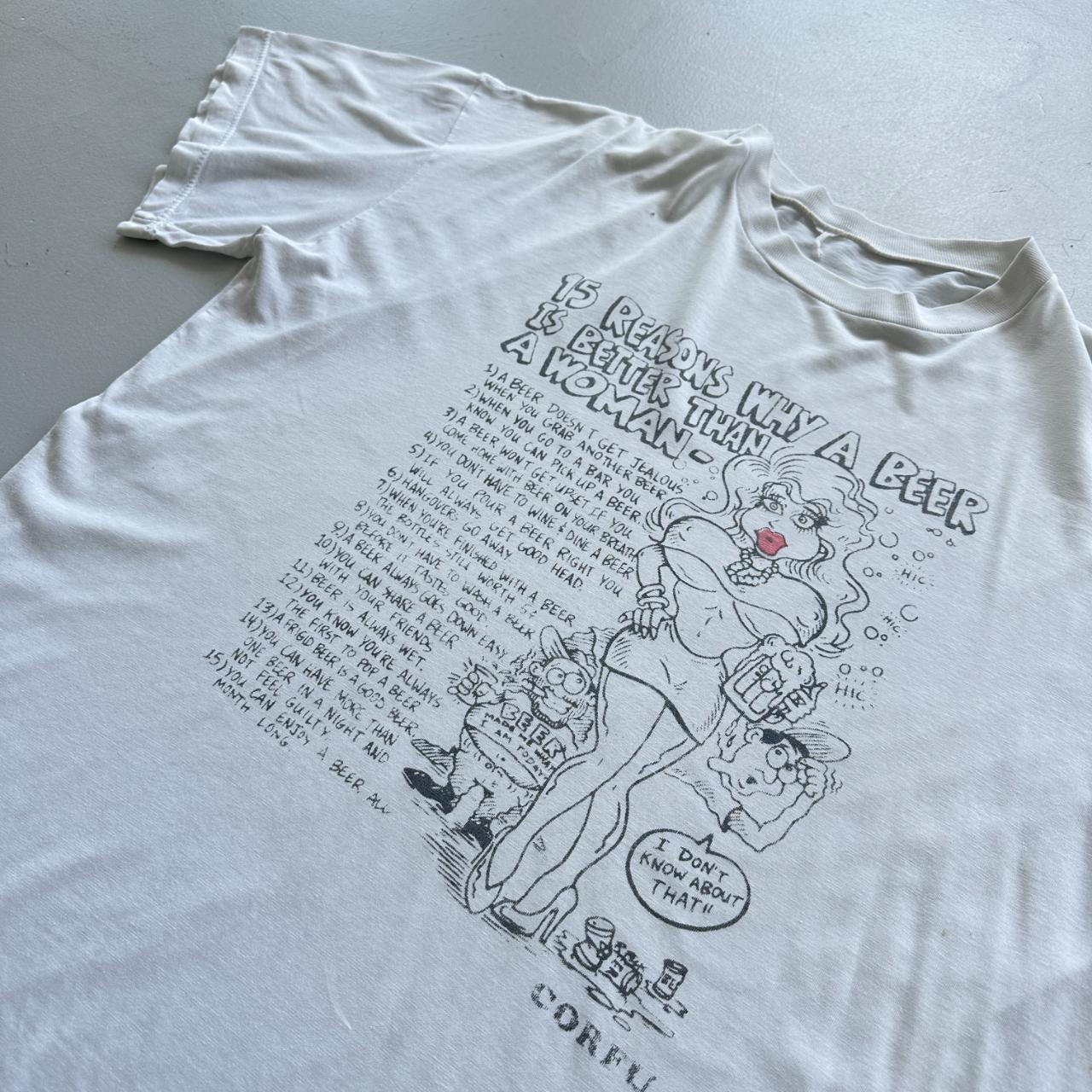 White Novelty Beer Vintage 90's T-shirt - Boxy XL