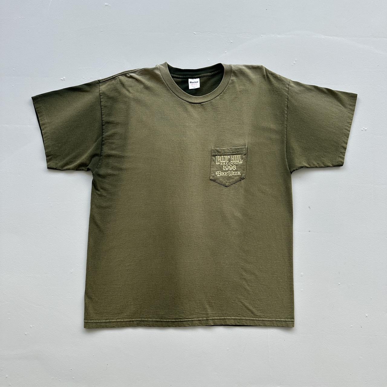 Green Faded Boots Hill Saloon Biker Vintage 90's Graphic T-shirt - XL