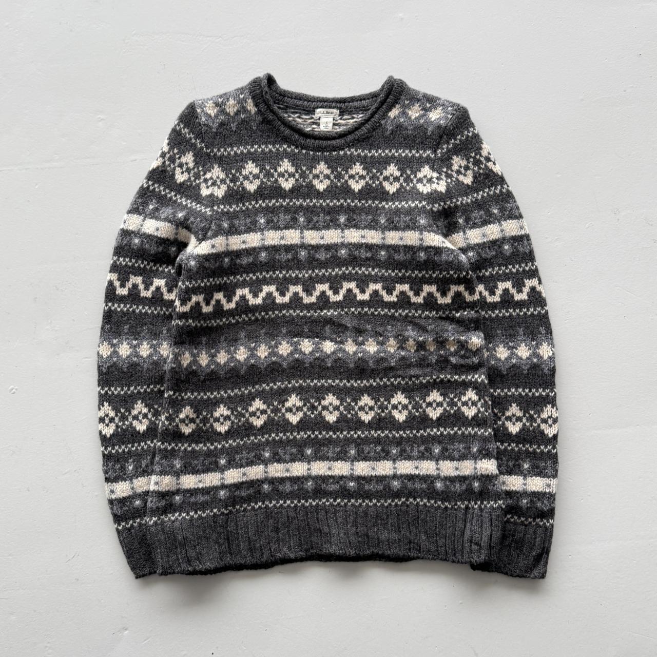 Grey L.L Bean 90’s Vintage Woollen Knit Jumper - Mens Small / Womens Medium