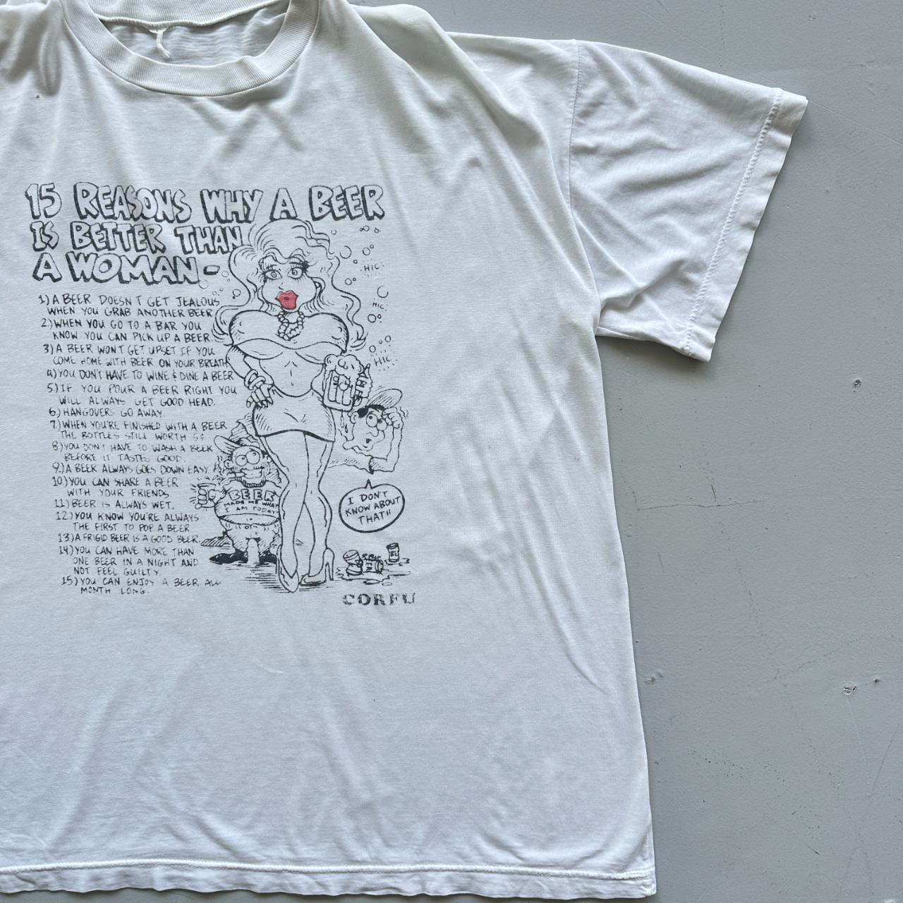 White Novelty Beer Vintage 90's T-shirt - Boxy XL