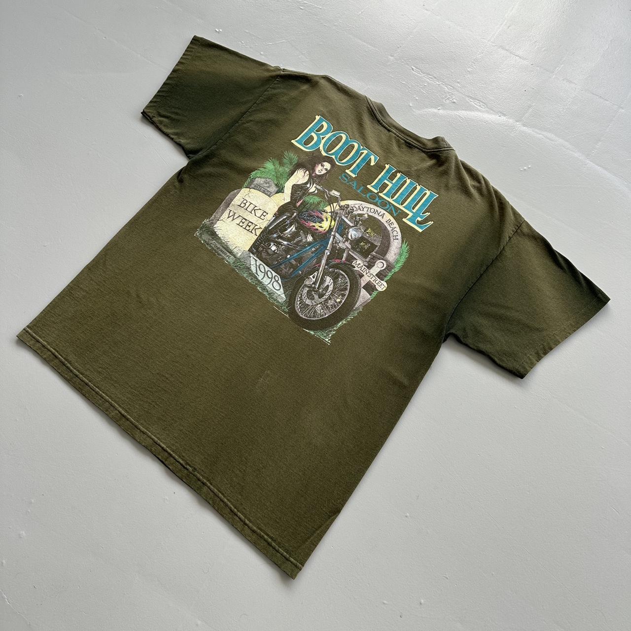 Green Faded Boots Hill Saloon Biker Vintage 90's Graphic T-shirt - XL