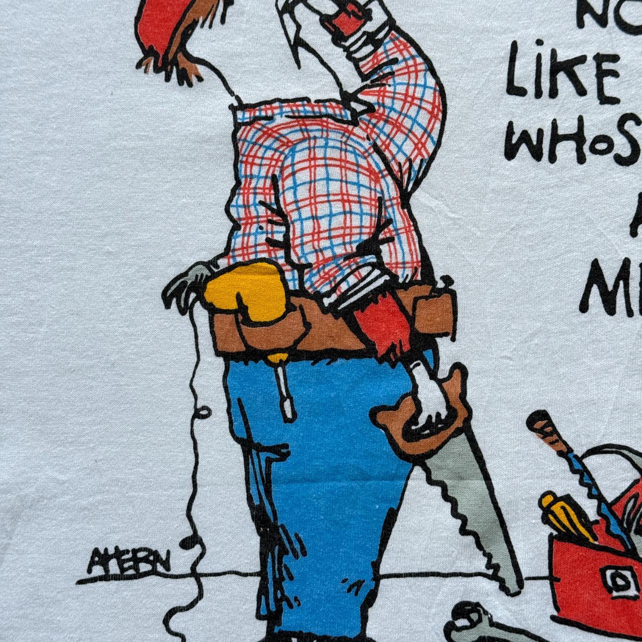 White Novelty Cartoon Dad Slogan Vintage 90s Tour T-shirt - Medium