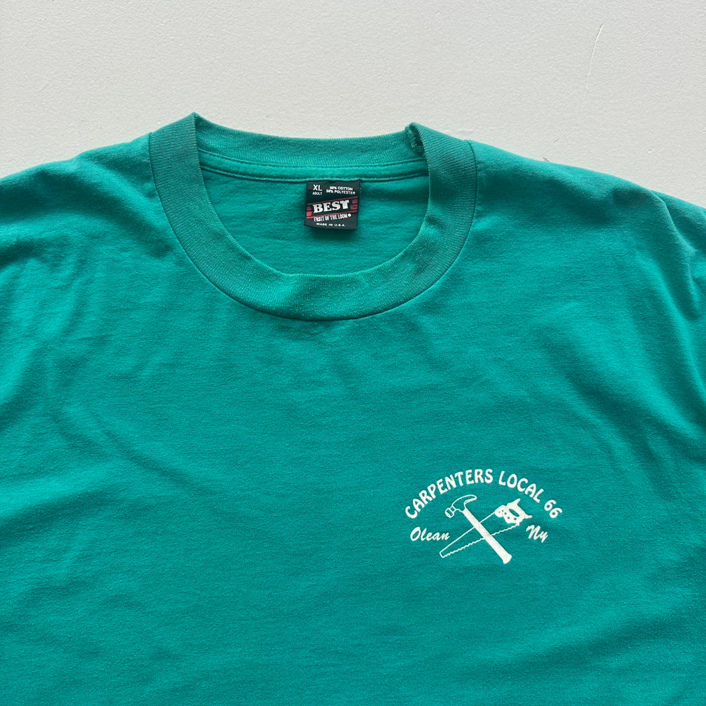 Teal Blue Carpenters Local 90s Vintage T-shirt - XL