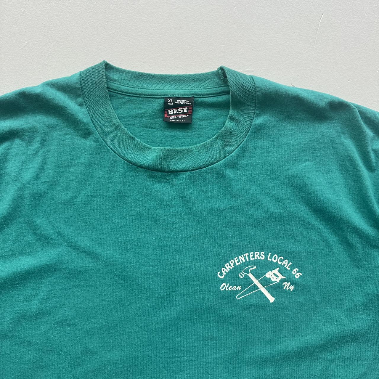 Teal Blue Carpenters Local 90s Vintage T-shirt - XL