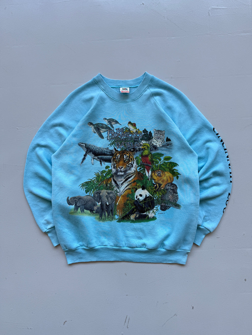 Blue Cincinnati Zoo 90's Vintage Animal Graphic Sweatshirt Jumper - Medium
