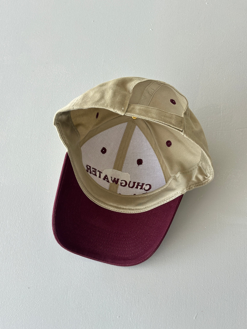 Cream / Burgundy Chugwater Telephone Co. 90's Vintage SnapBack Trucker Cap