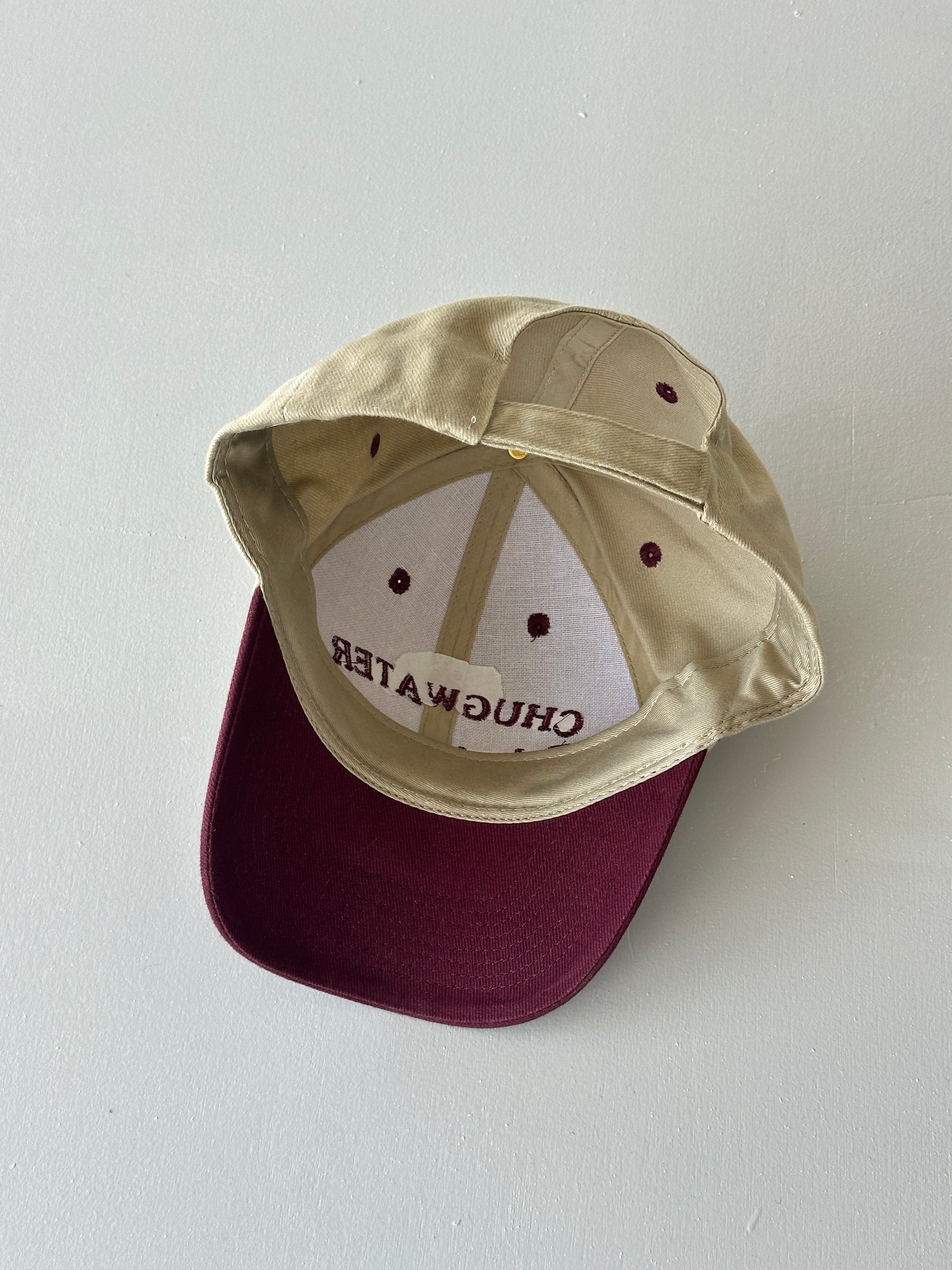 Cream / Burgundy Chugwater Telephone Co. 90's Vintage SnapBack Trucker Cap