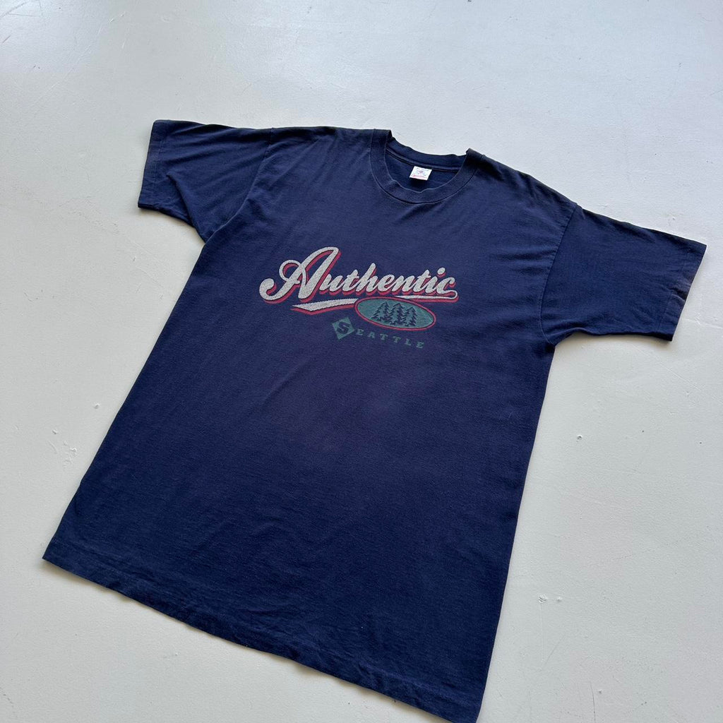 Navy Seattle Tourist Vintage 90's T-shirt - XL