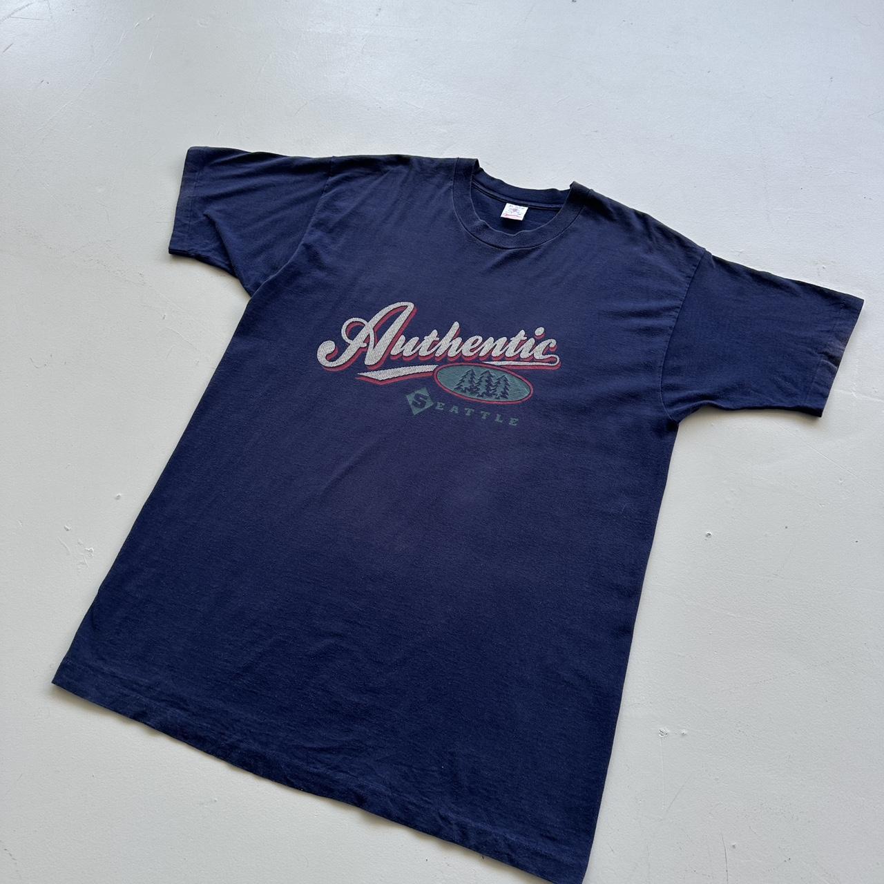 Navy Seattle Tourist Vintage 90's T-shirt - XL