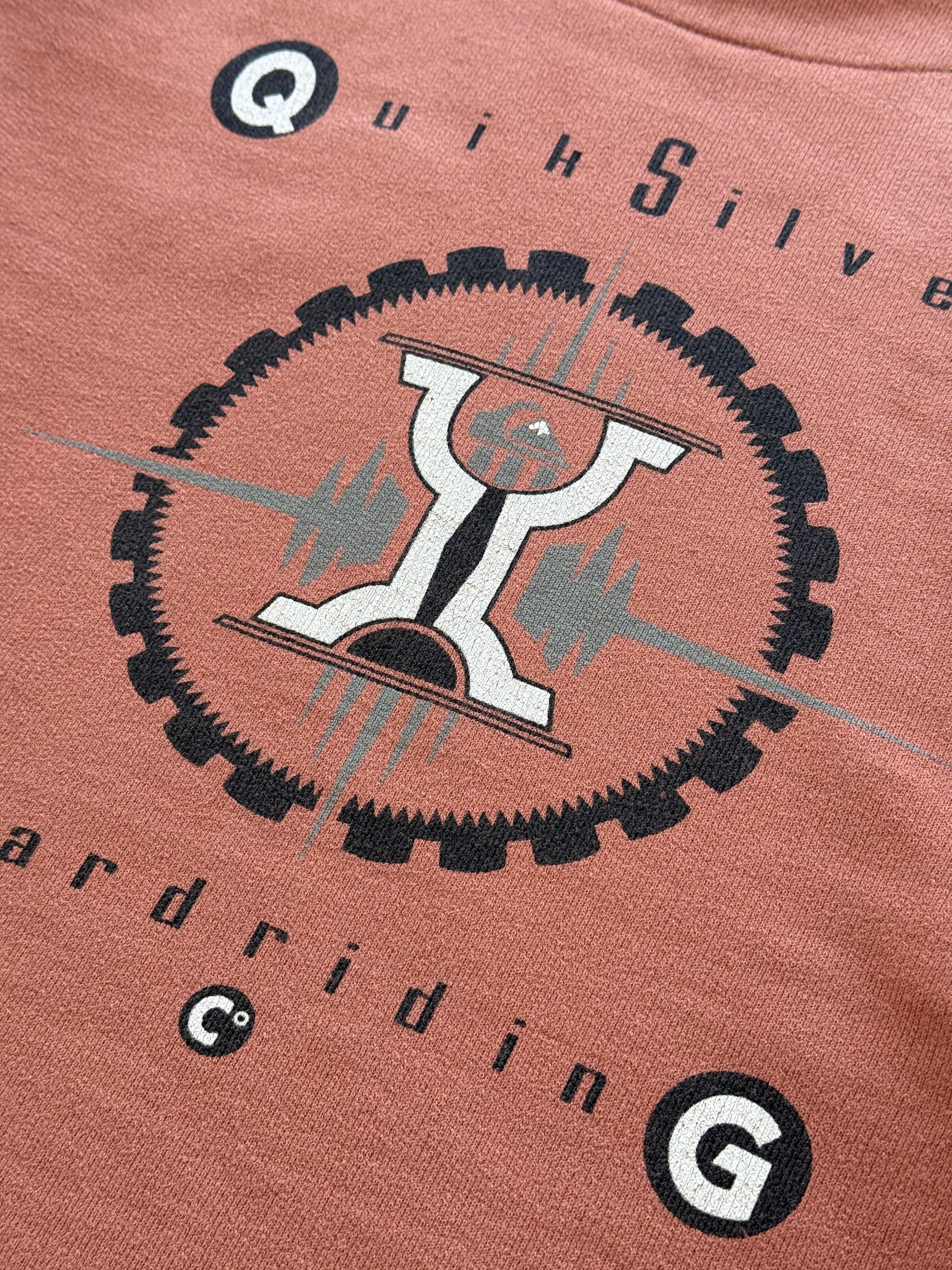 Orange Quiksilver 90's Vintage Surfer Graphic Sweatshirt Jumper- Large