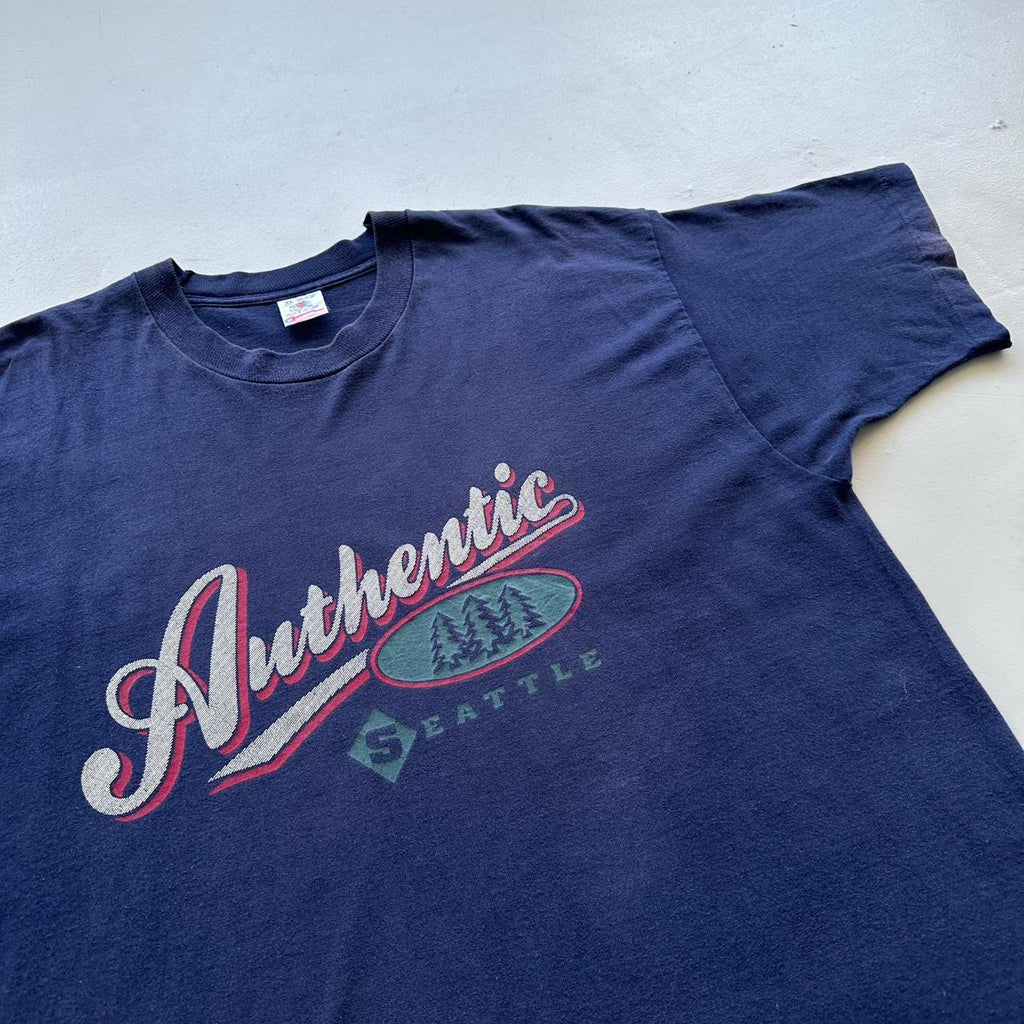 Navy Seattle Tourist Vintage 90's T-shirt - XL