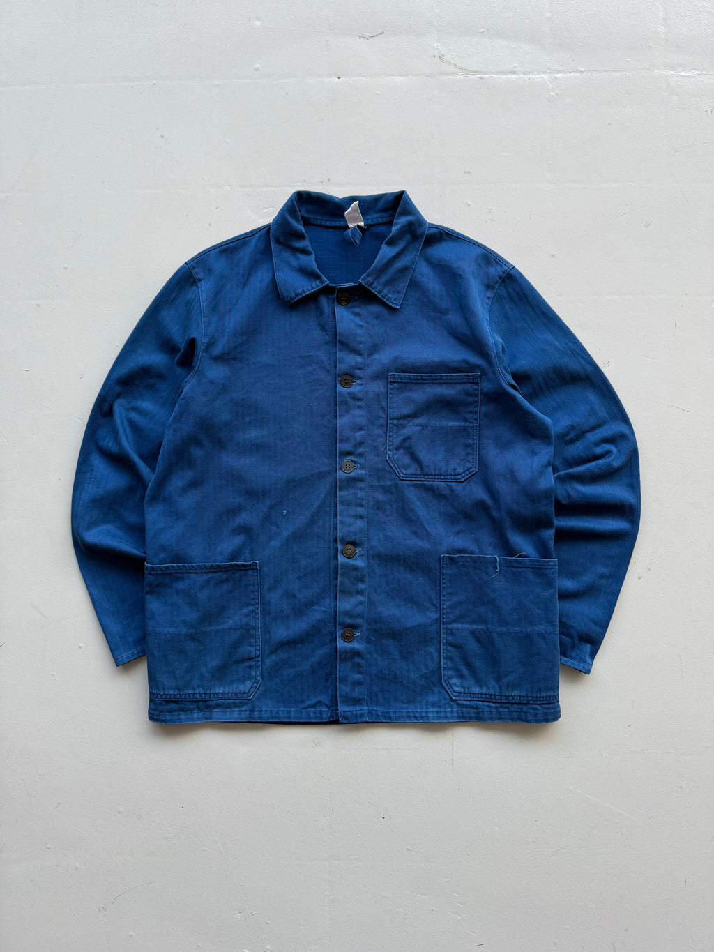 Herringbone Twill Blue French Workwear 70’s Vintage Chore Jacket CH025 - Medium