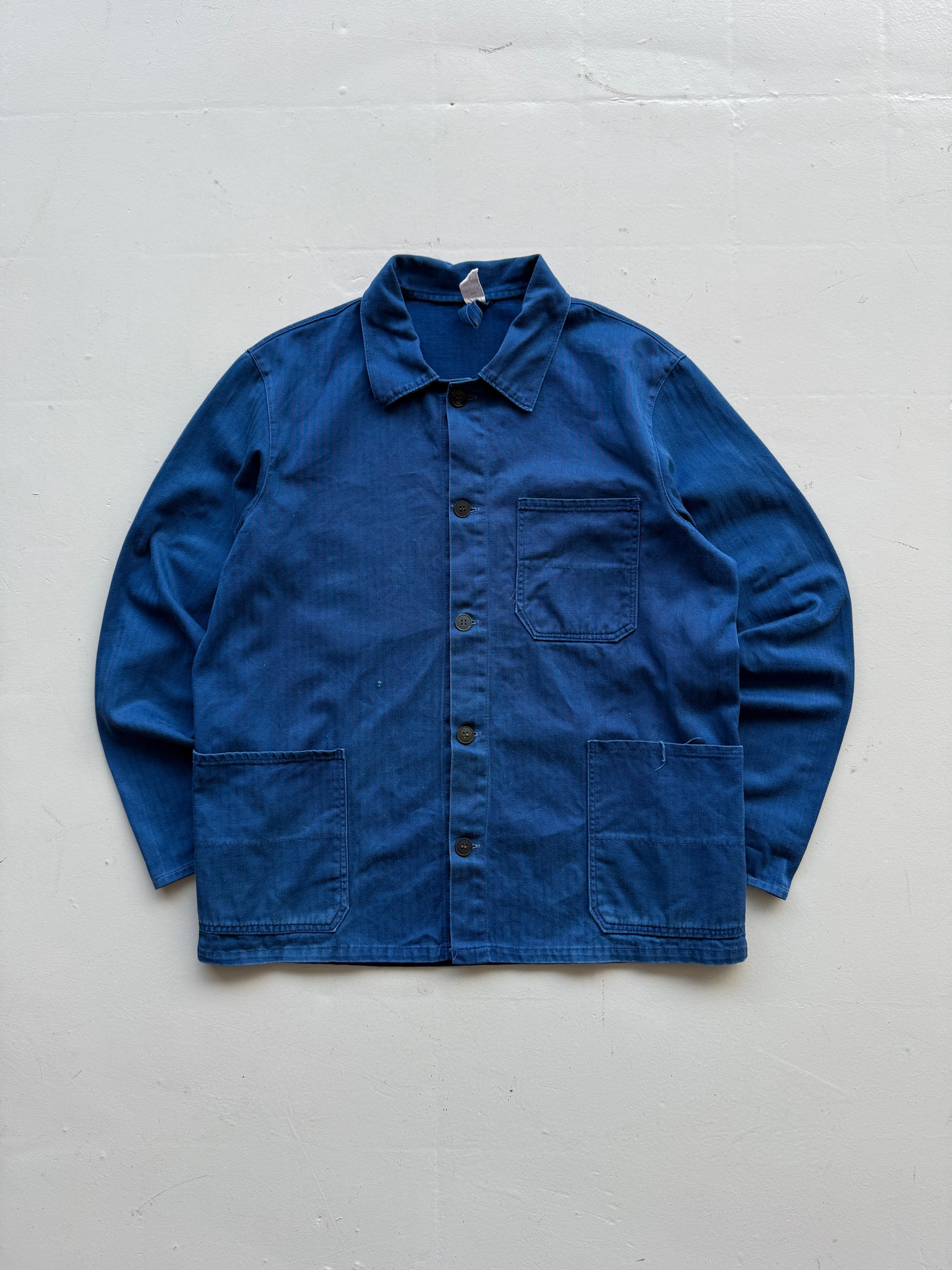 Herringbone Twill Blue French Workwear 70’s Vintage Chore Jacket CH025 - Medium