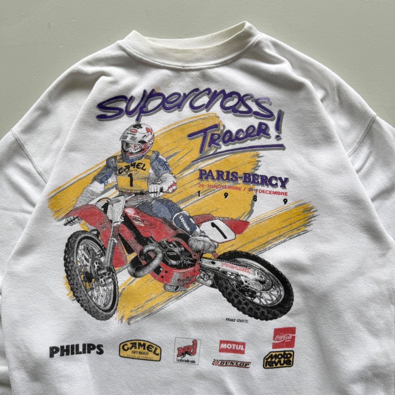 White Supercross Camel 90s Vintage Graphic Sweatershirt - Large