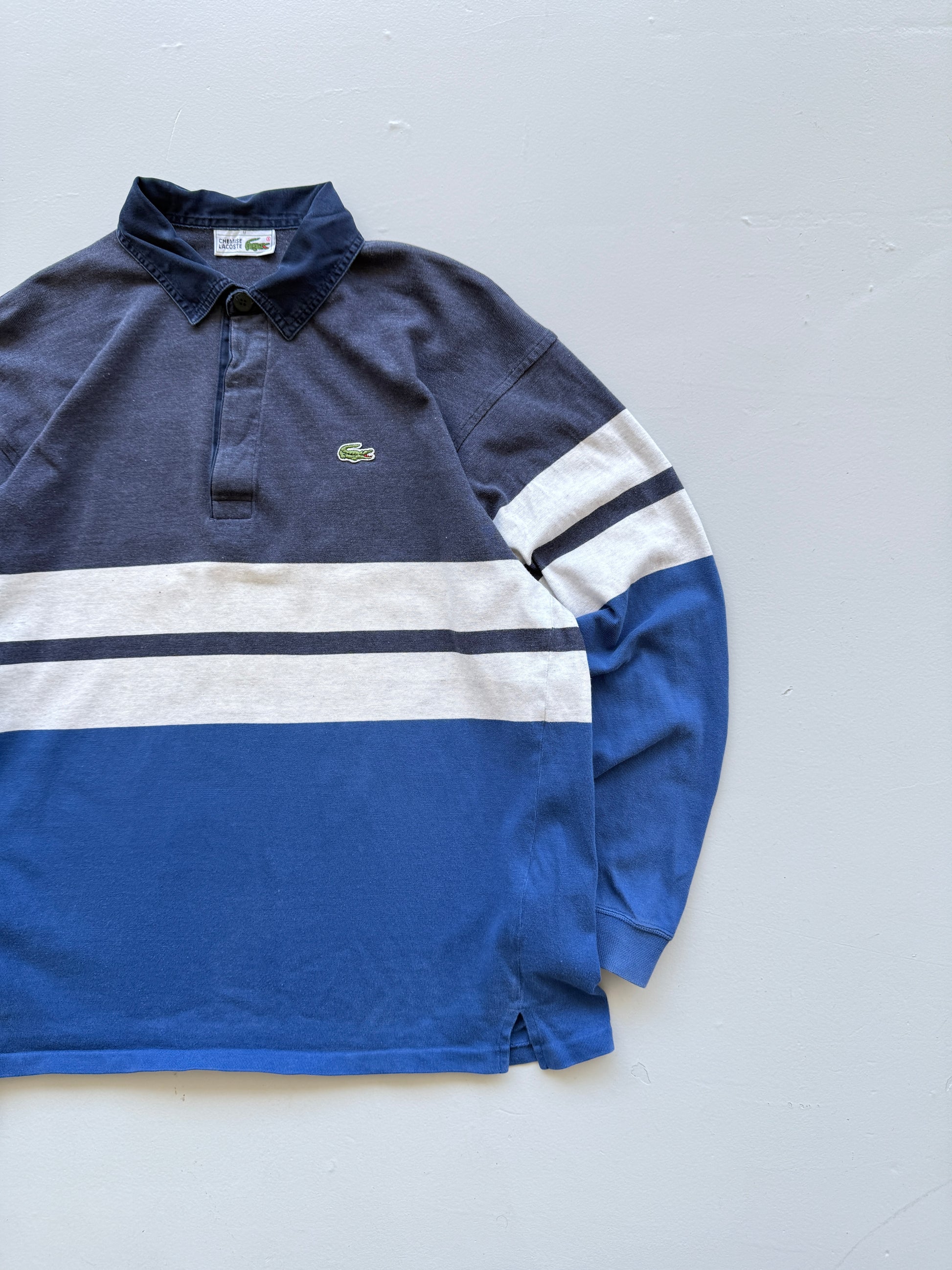 Chemise Lacoste Striped 90's Vintage Long Sleeve Rugby Polo - Medium