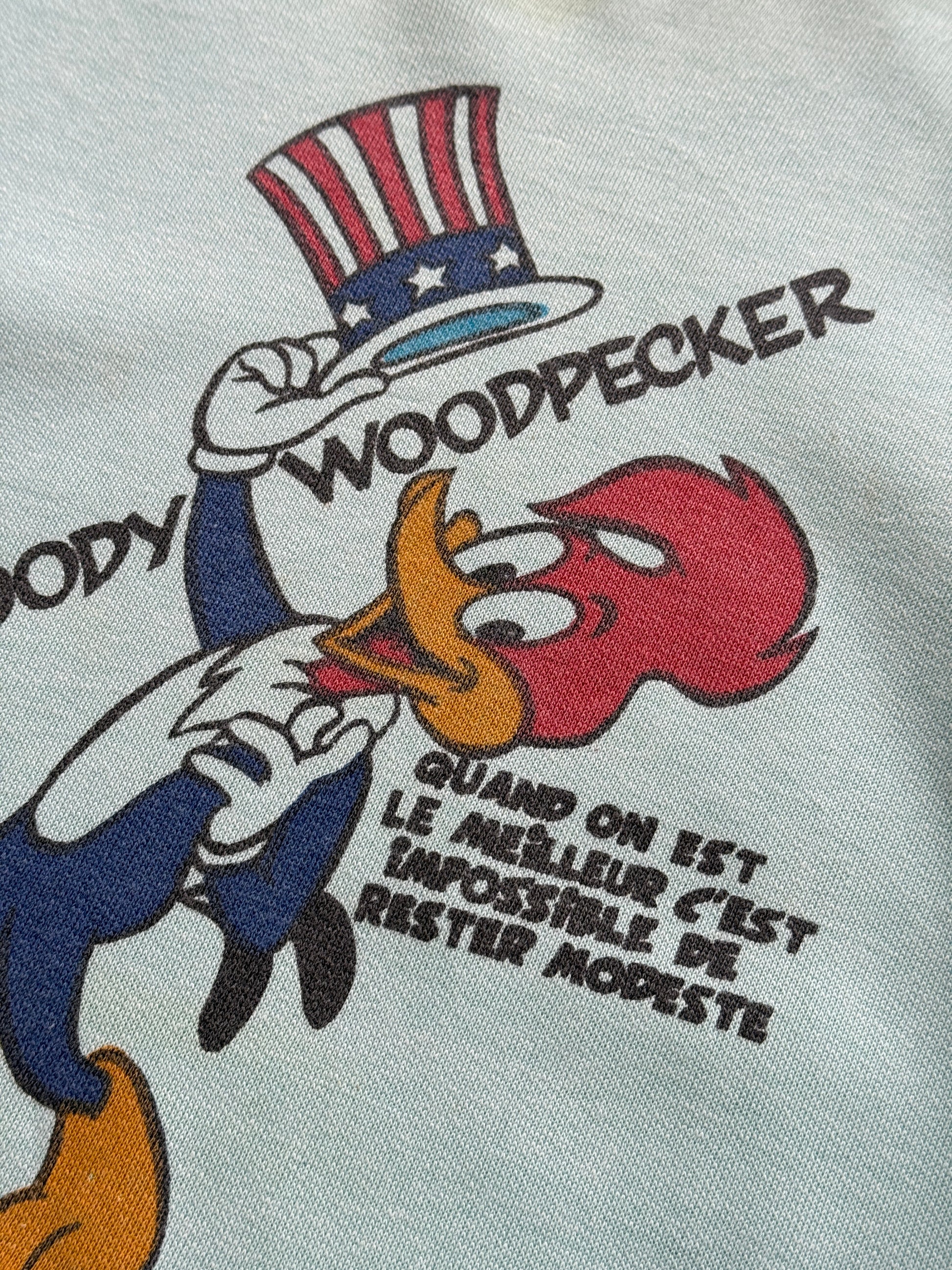 Blue Woody Woodpecker 70's Vintage Cartoon Graphic Sweatshirt Jumper - Small