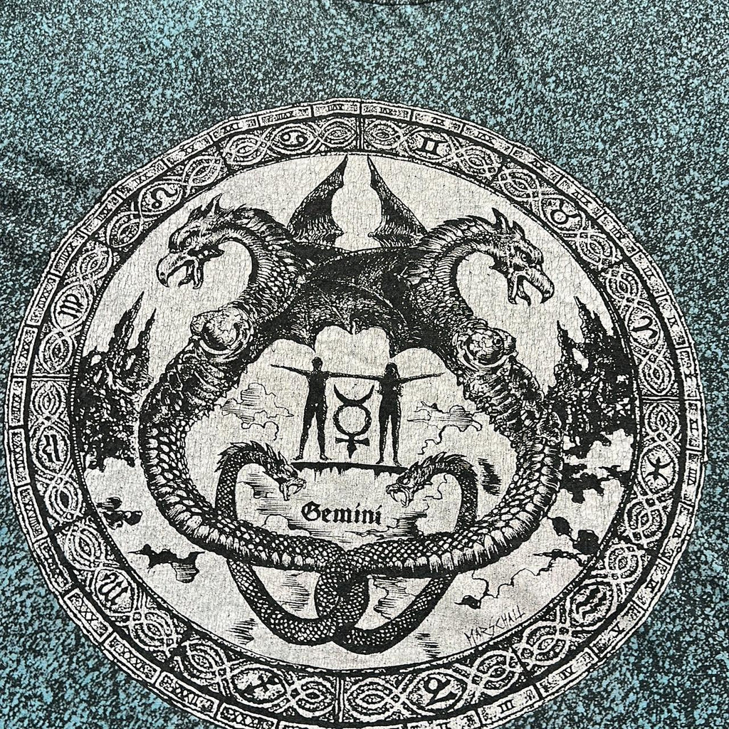 Black Blue Gemini AOP 90s Vintage Graphic T-Shirt - 2XL