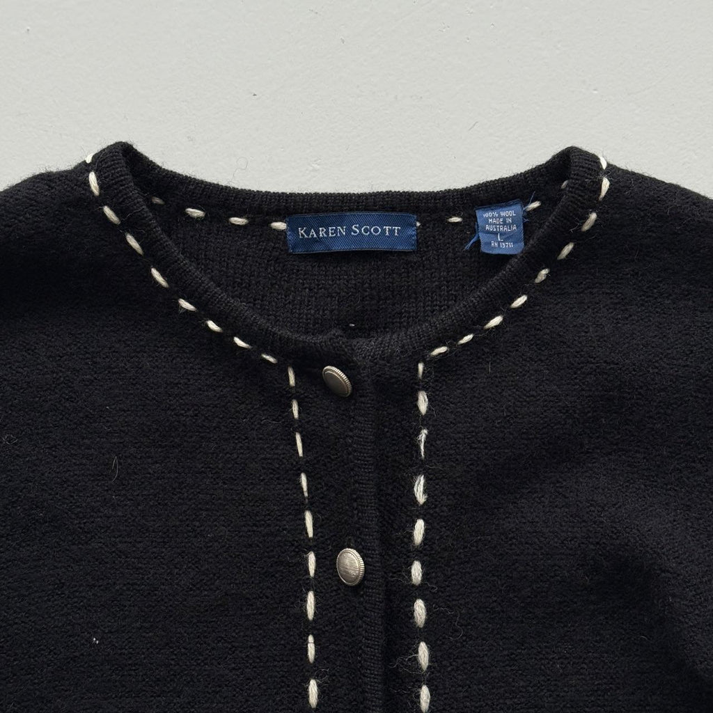 Black Karen Scott 80’s Vintage Wool Cardigan - Large