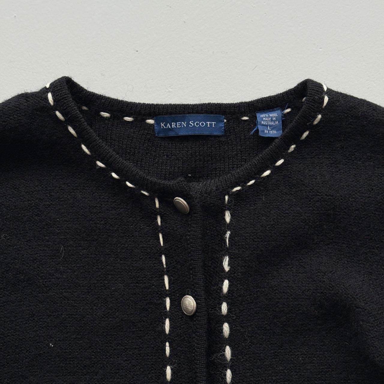 Black Karen Scott 80’s Vintage Wool Cardigan - Large