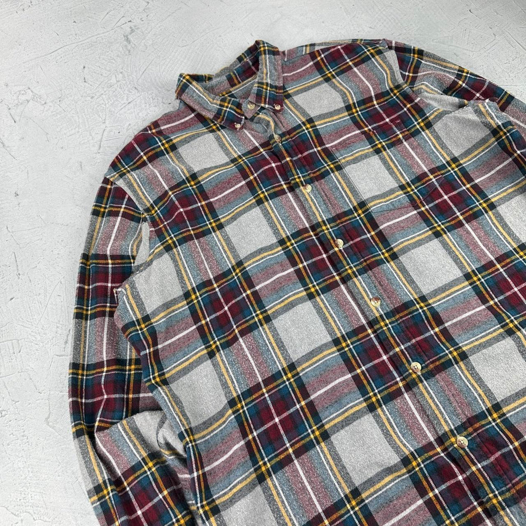 Burgundy and Grey 90s vintage Checkered Shirt - 2XL