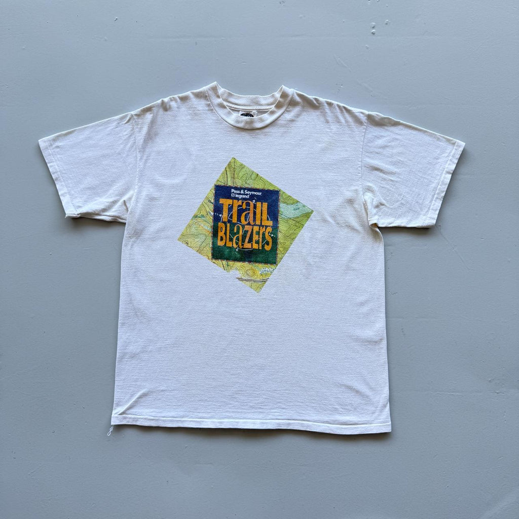 White / Cream Trail Blazers Vintage 90s T-shirt - XL
