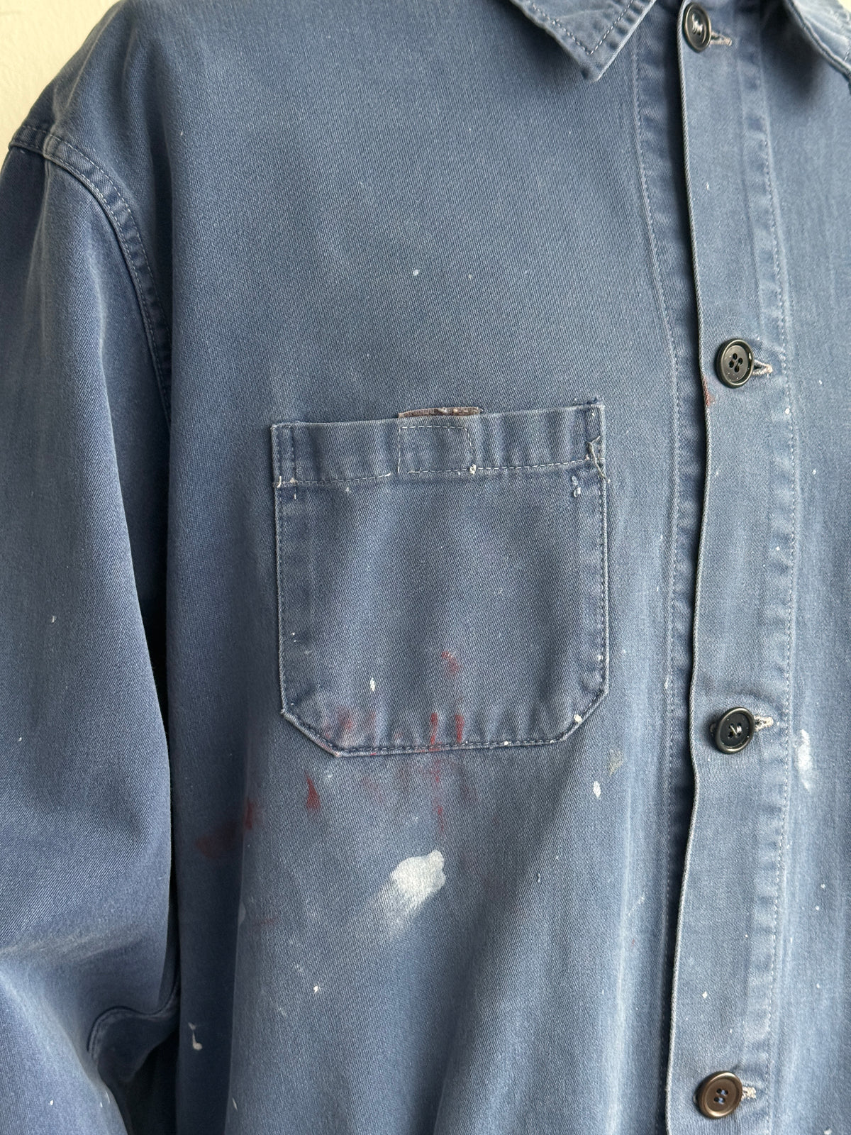Blue French 1970's Vintage Workwear Chore Jacket CH547 - Large