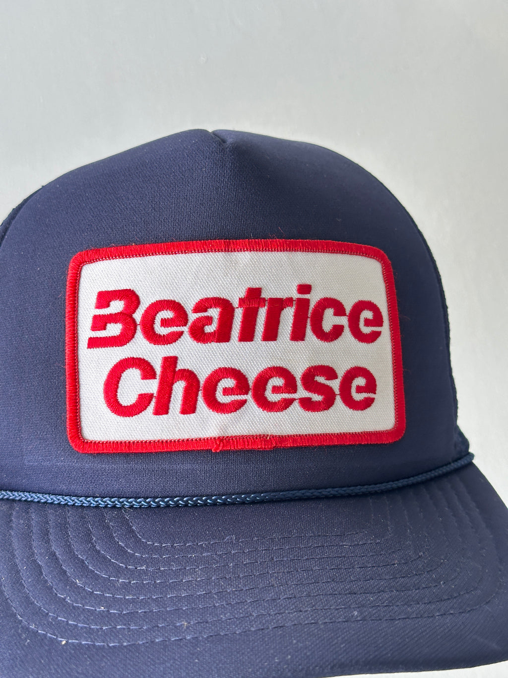 Navy Beatrice Cheese 80's Vintage Foam and Mesh SnapBack Trucker Cap