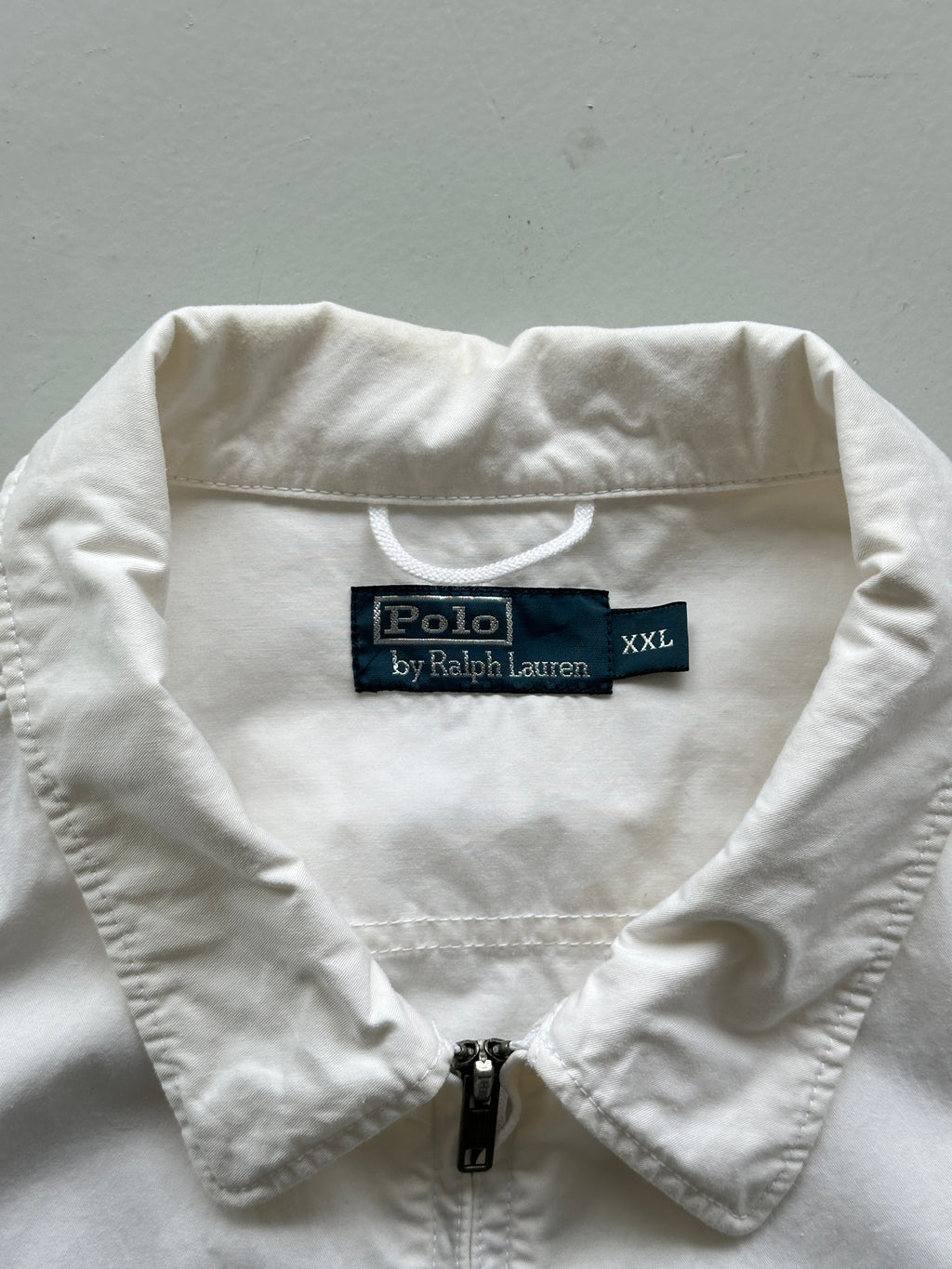 White Polo Ralph Lauren 90's Cotton Harrington Bomber Jacket - 2XL