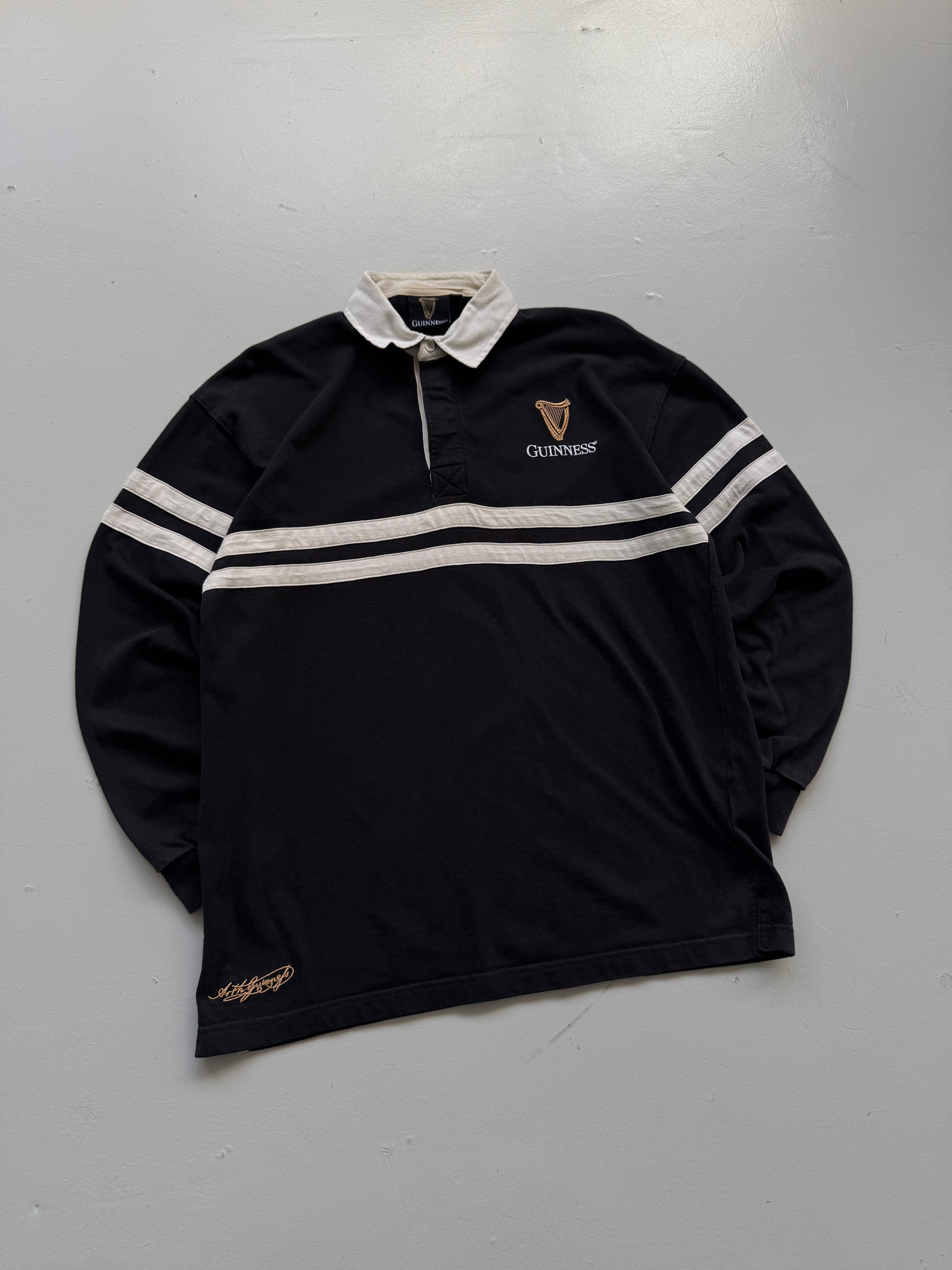 Guinness Harp Logo Vintage Rugby Polo Shirt - Large