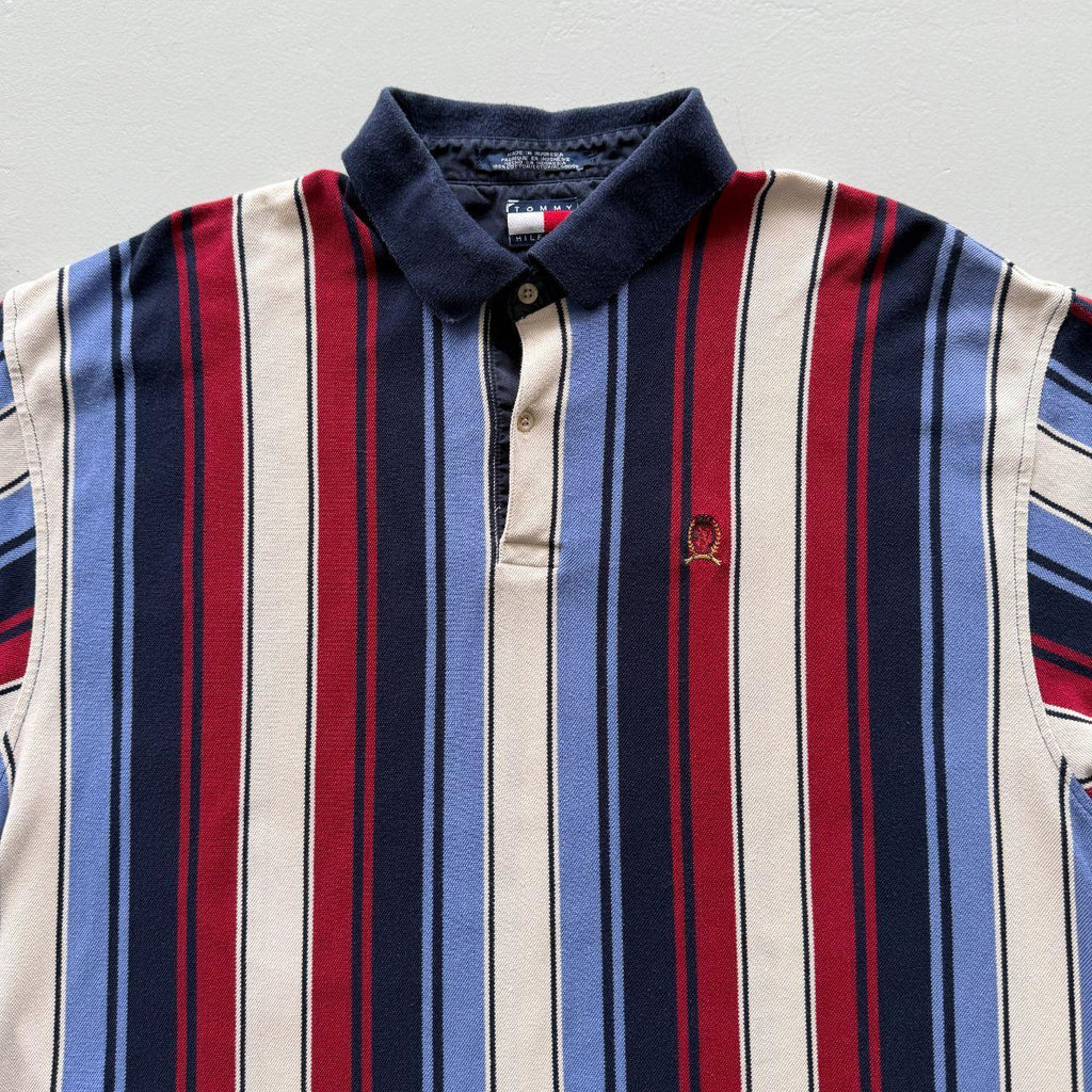 Tommy Hilfiger Striped 90s Vintage Polo Shirt - XL Big