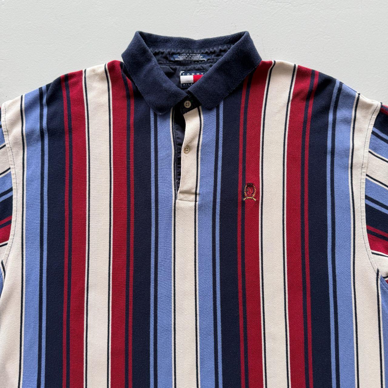 Tommy Hilfiger Striped 90s Vintage Polo Shirt - XL Big