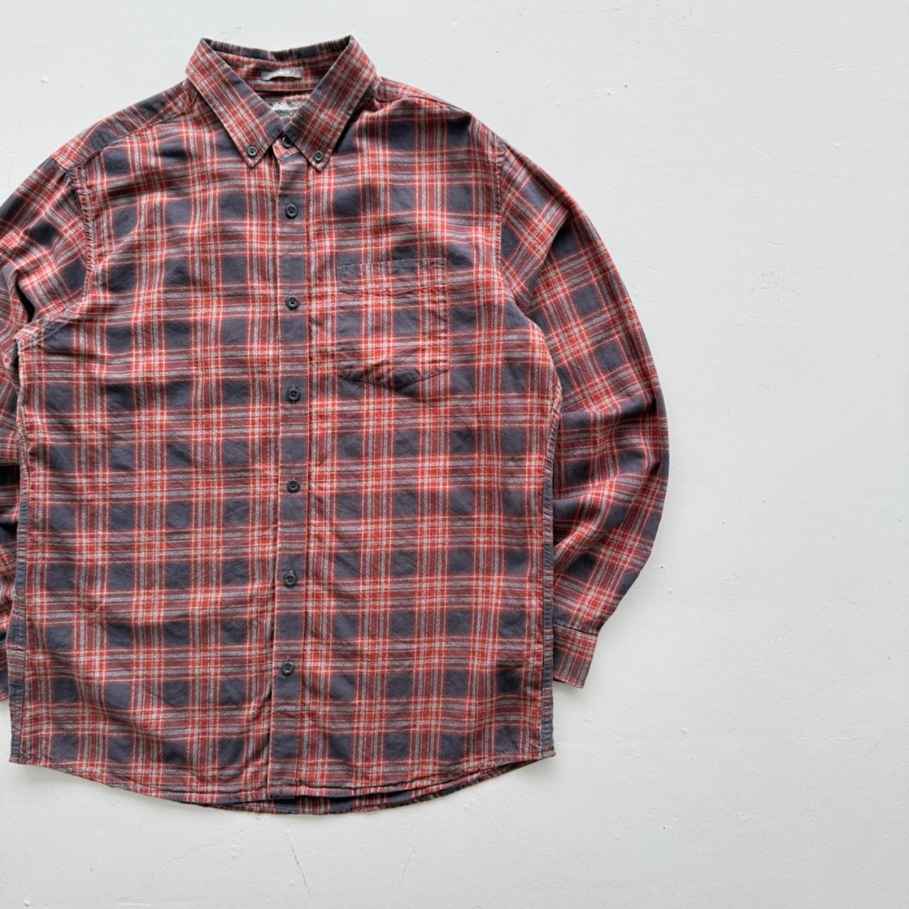 Red and Blue Checkered Eddie Bauer 90s Vintage Flannel Shirt - Large