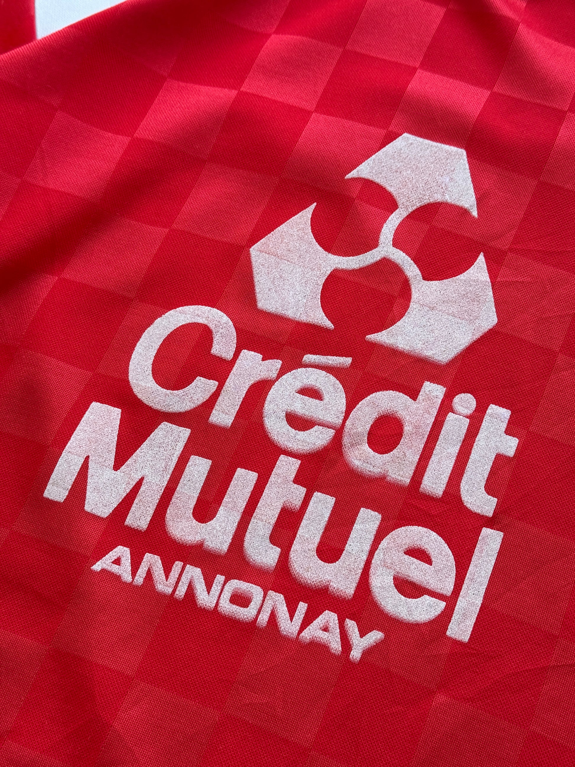 Red Crédit Mutuel 90's Vintage Long Sleeve Football Shirt- Medium