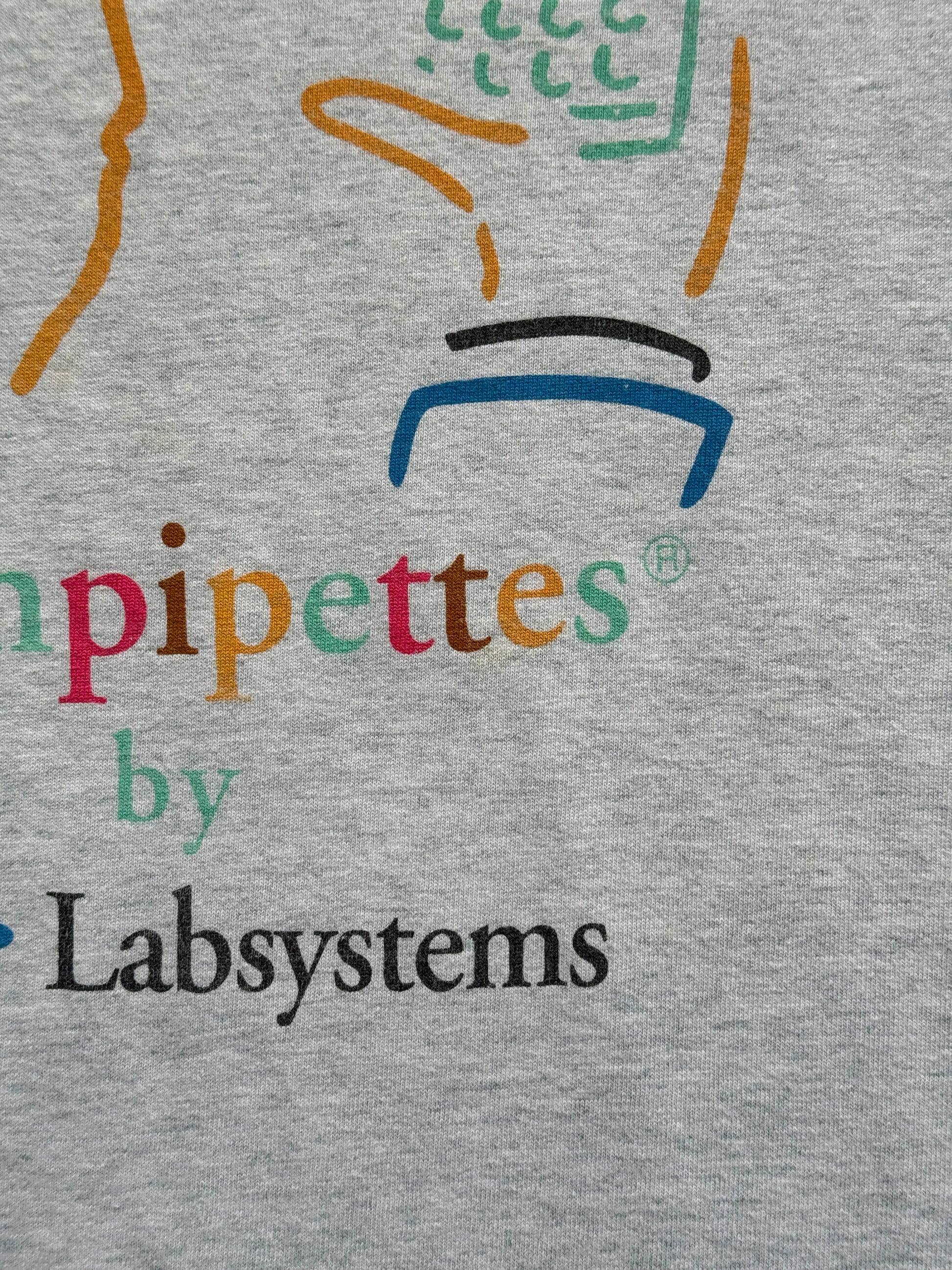 Grey Labsystems 00's Vintage Illustration Graphic T-Shirt - Large