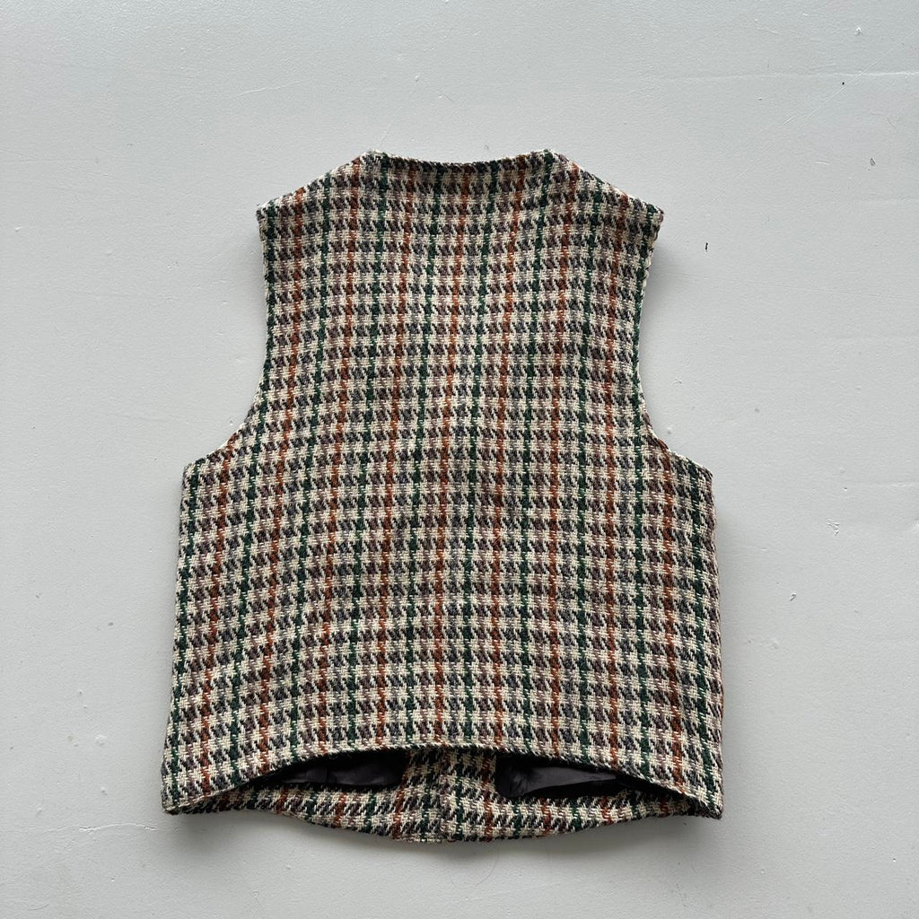 Checkered Millard Irish 60s Vintage Woollen Waistcoat / Vest - Large