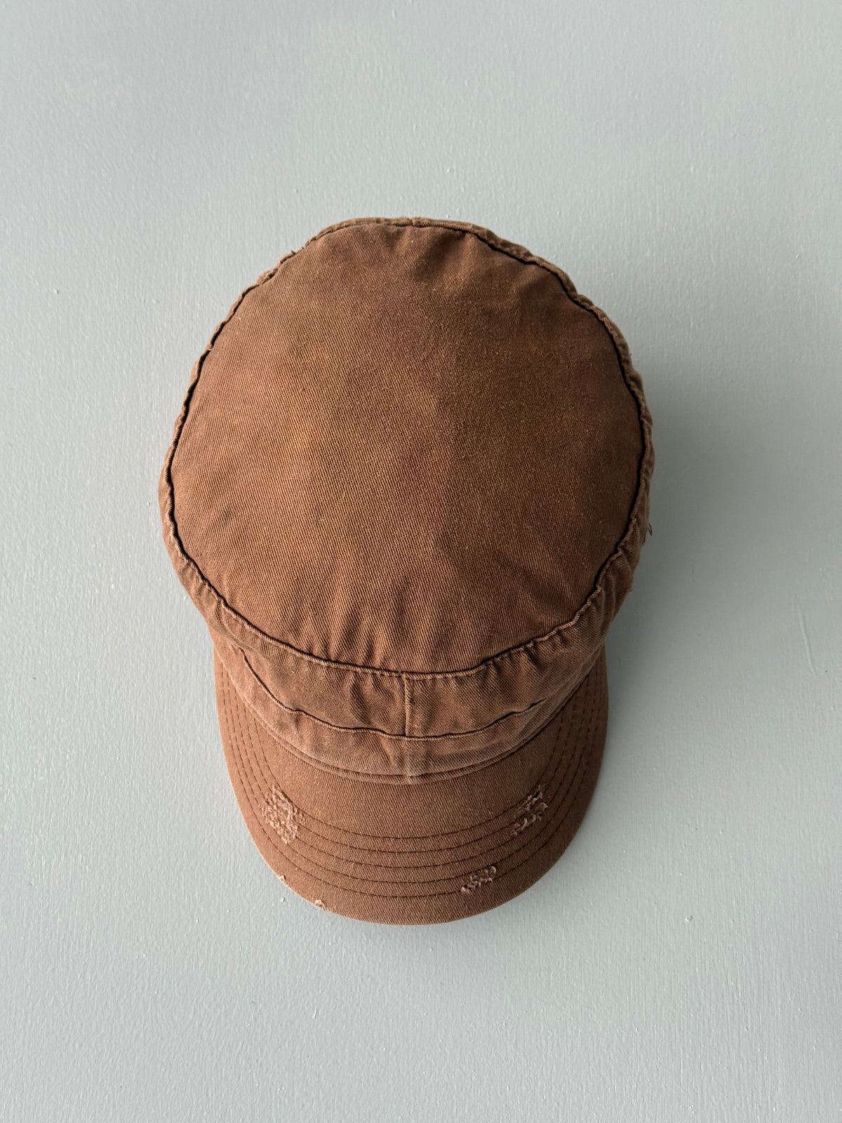 Brown Distressed Y2K Cadet Cap Military Style 00's Grunge Aesthetic