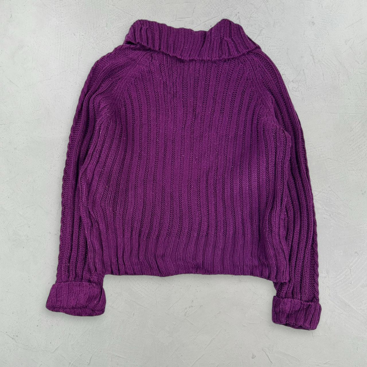 Vintage Knitted Y2K Purple Cardigan - Small Size 10