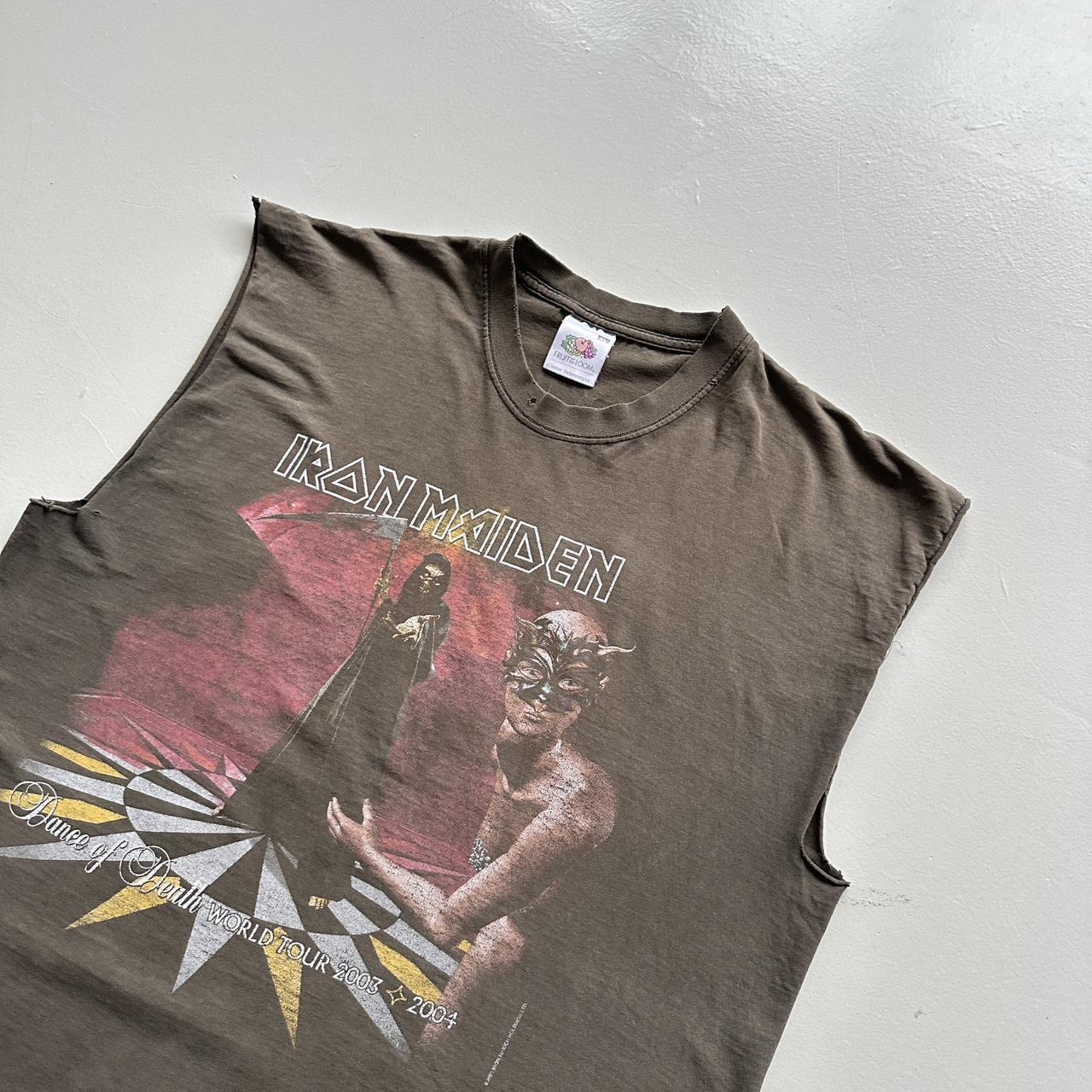 Faded Grey Iron Maiden 2004 Vintage Graphic Hand-cut Band Tshirt Vest - Large